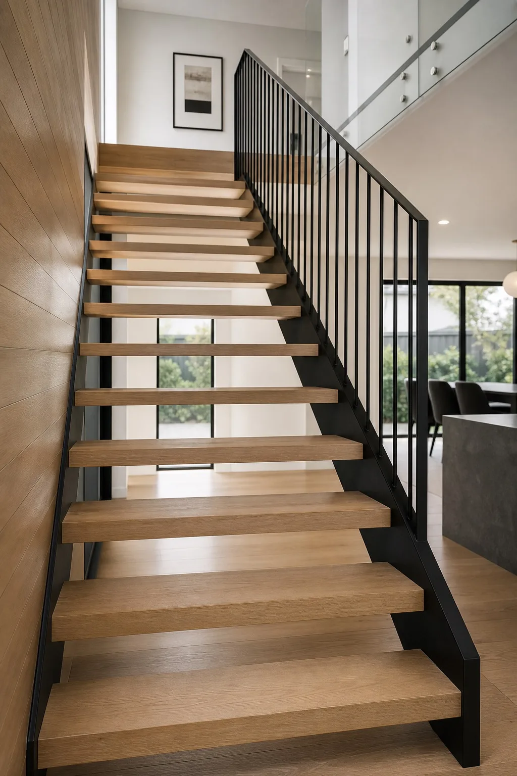 Open riser staircase