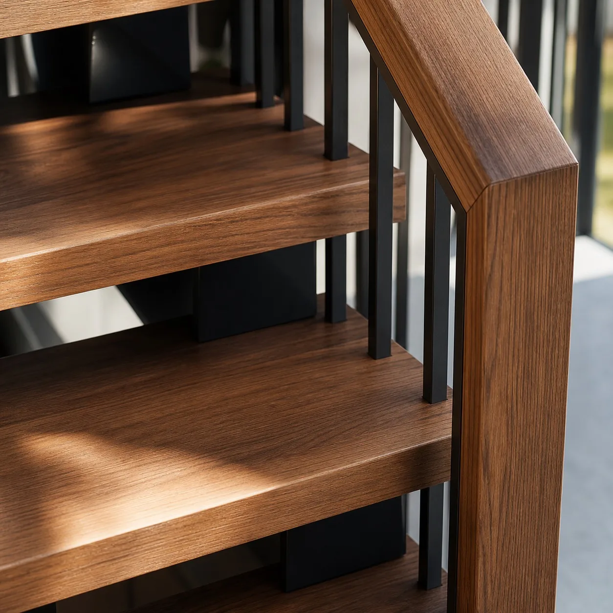 Brightwater Joinery staircase installation detail with premium timber finish