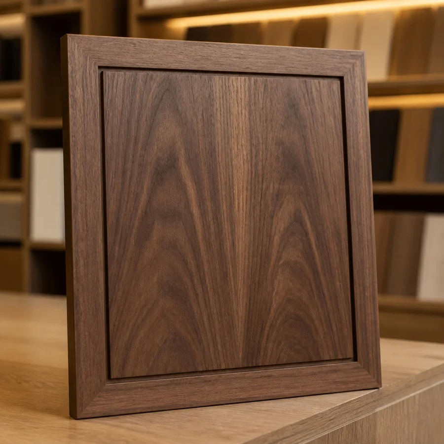 Natural walnut veneer wardrobe material sample
